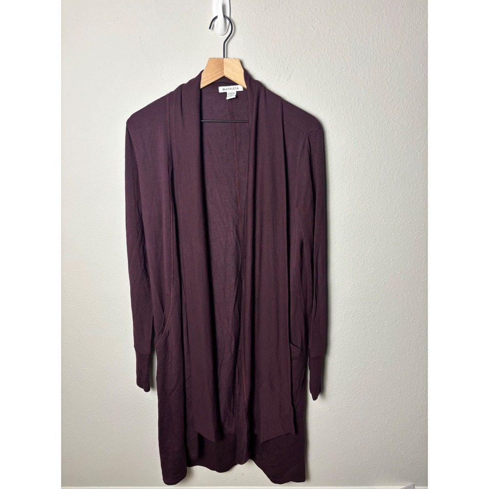 Athleta Pranayama Long Wrap Spiced Cabernet Burgundy Cardigan S 982377-09